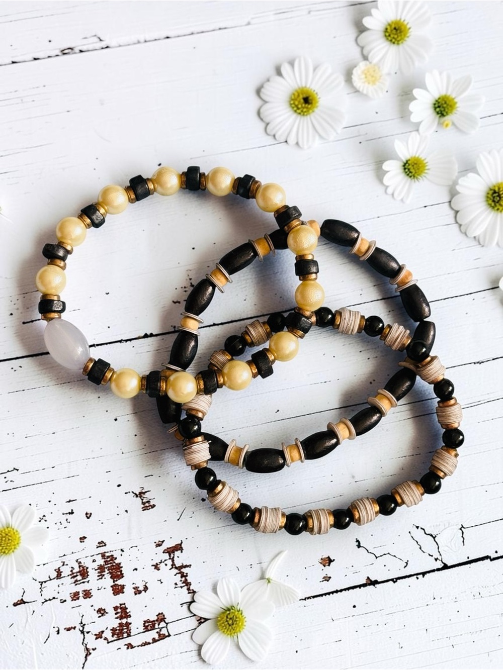 Set of 3 Boho Elasticized Bracelets